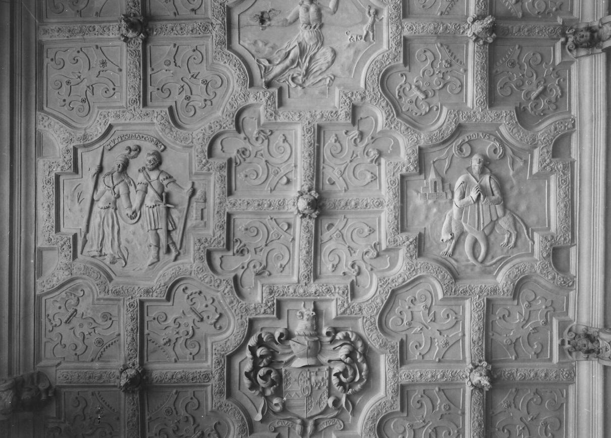 Detail of the long gallery ceiling at Blickling Hall, Norfolk